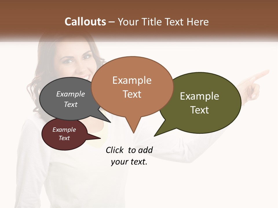 A Woman Pointing At Something With Her Finger PowerPoint Template