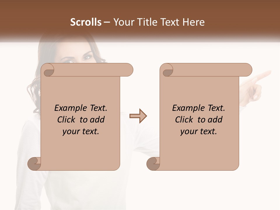 A Woman Pointing At Something With Her Finger PowerPoint Template