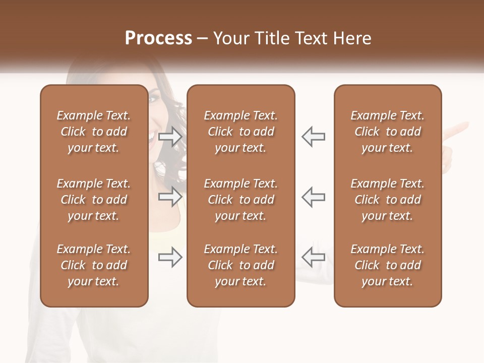 A Woman Pointing At Something With Her Finger PowerPoint Template