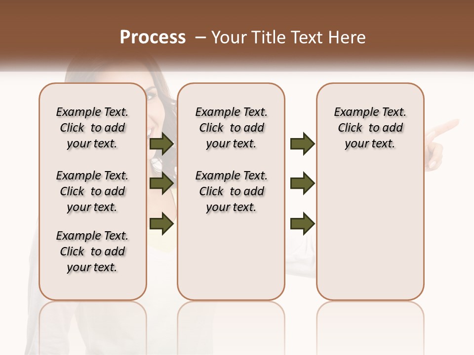 A Woman Pointing At Something With Her Finger PowerPoint Template
