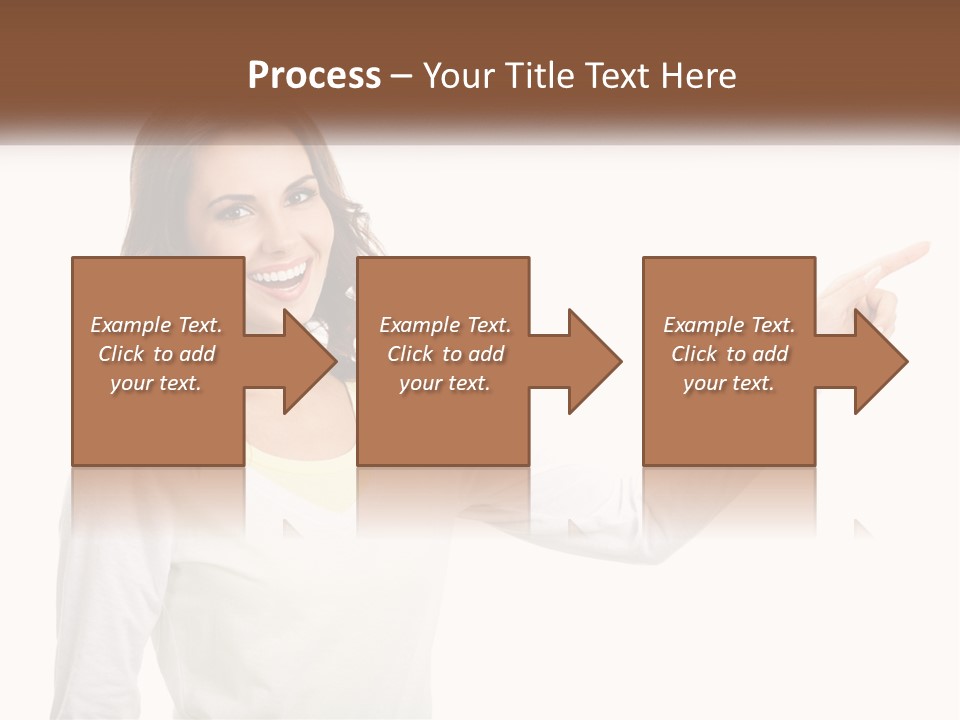 A Woman Pointing At Something With Her Finger PowerPoint Template