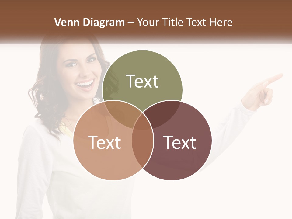 A Woman Pointing At Something With Her Finger PowerPoint Template