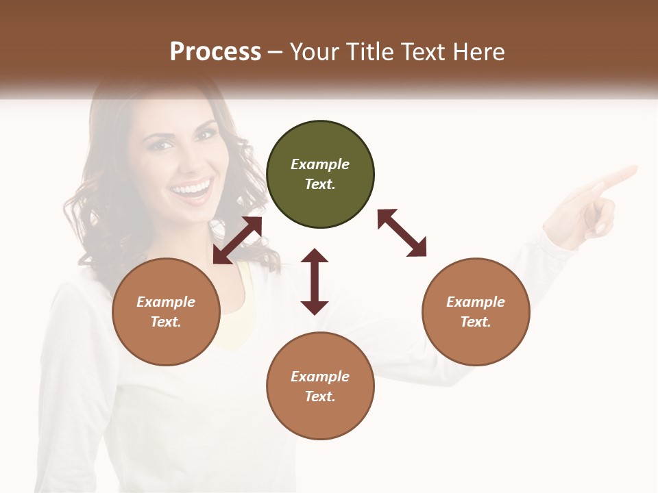 A Woman Pointing At Something With Her Finger PowerPoint Template