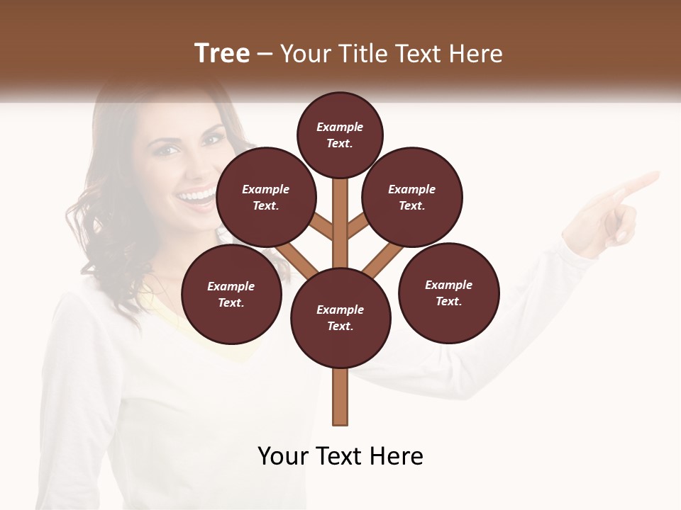 A Woman Pointing At Something With Her Finger PowerPoint Template