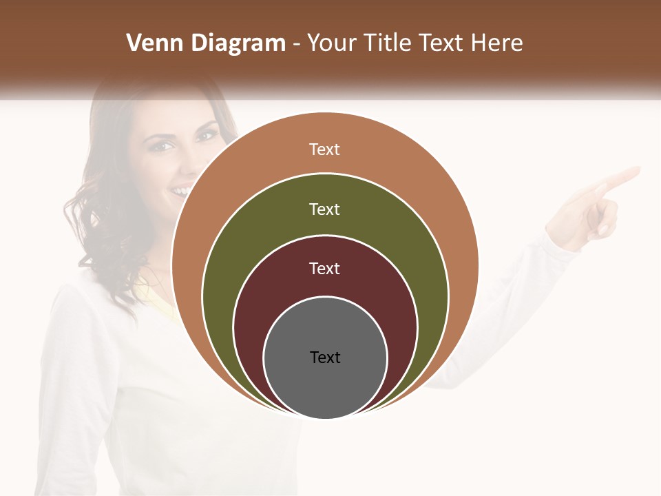 A Woman Pointing At Something With Her Finger PowerPoint Template