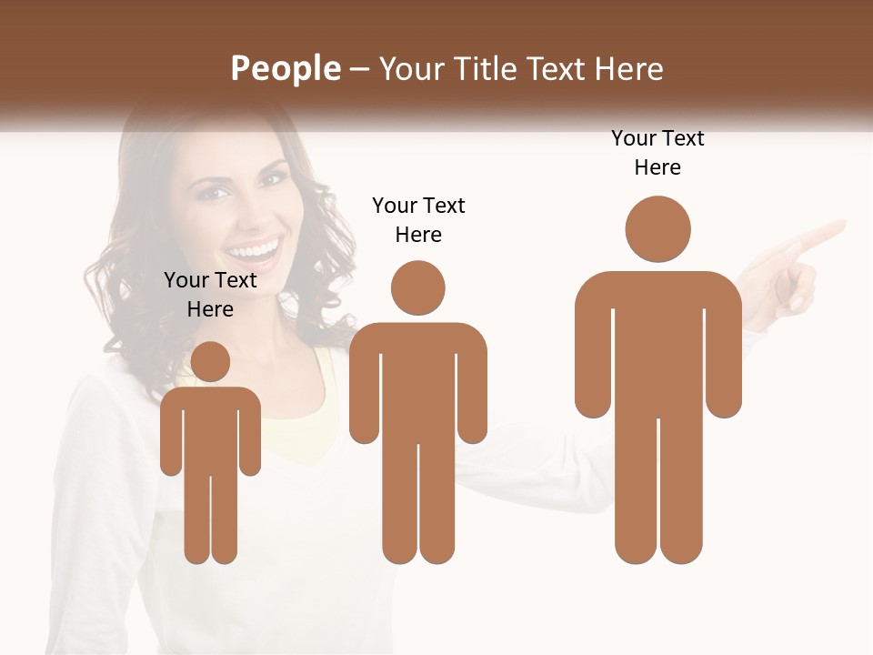 A Woman Pointing At Something With Her Finger PowerPoint Template