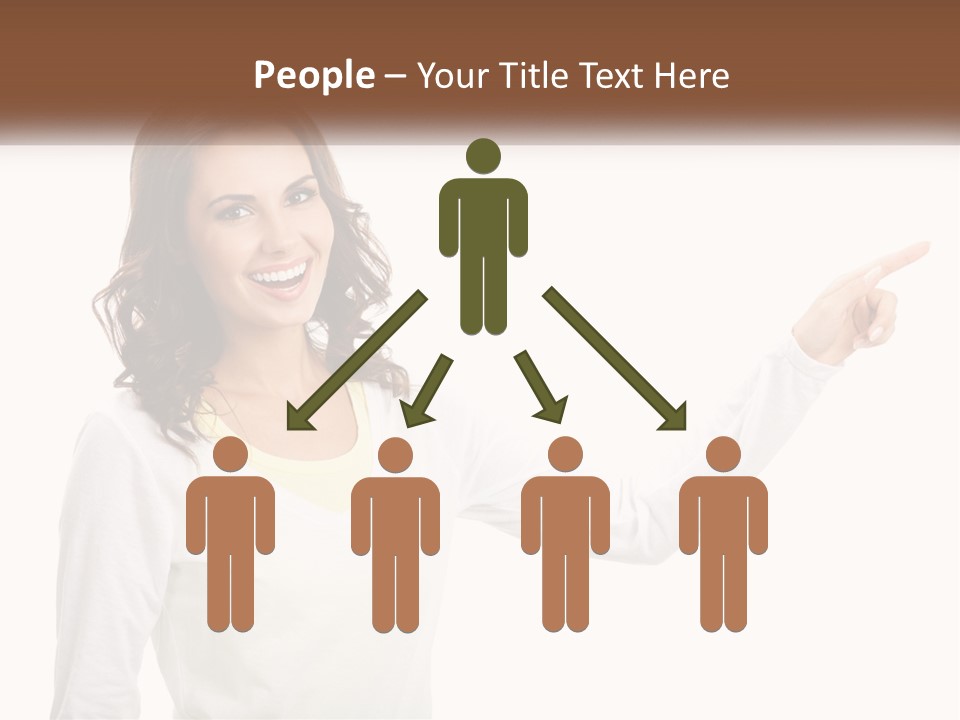 A Woman Pointing At Something With Her Finger PowerPoint Template