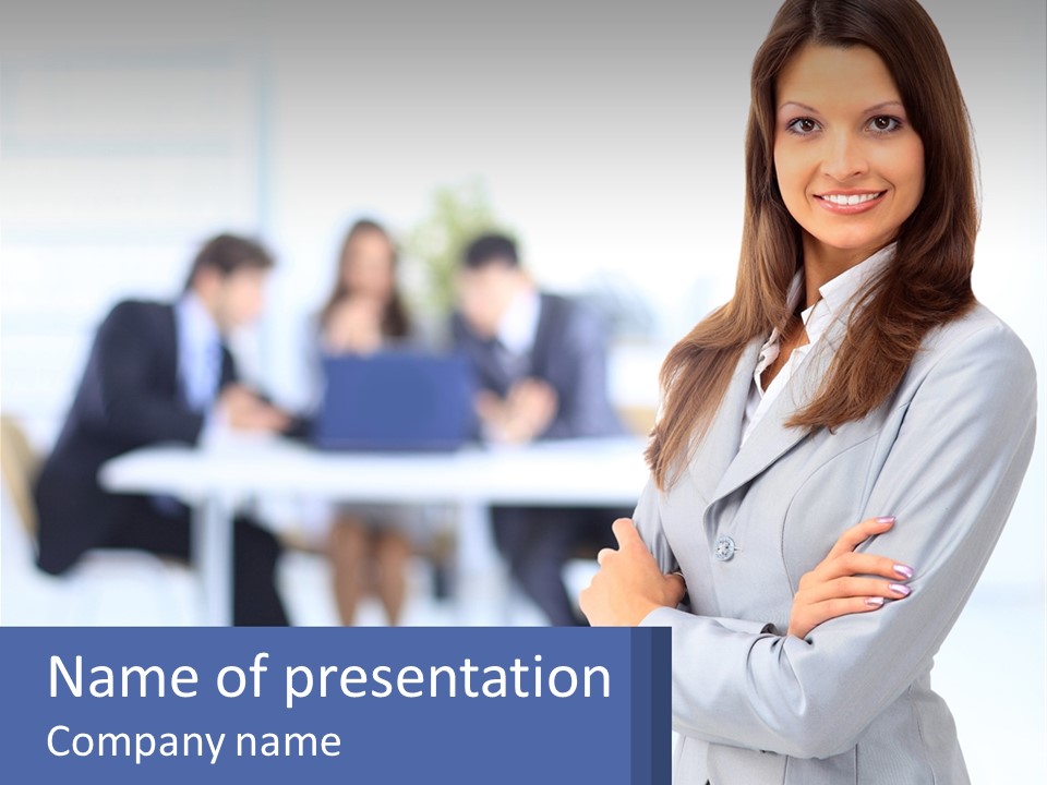 A Woman Standing In Front Of A Group Of People PowerPoint Template