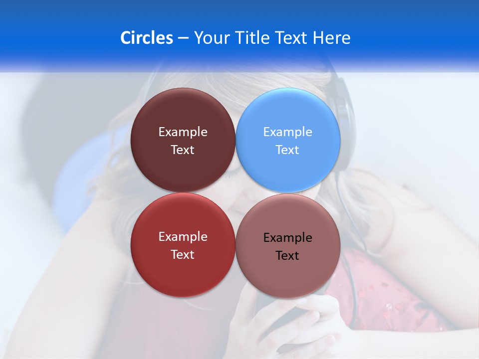 A Woman Wearing Headphones Is Looking At Her Cell Phone PowerPoint Template