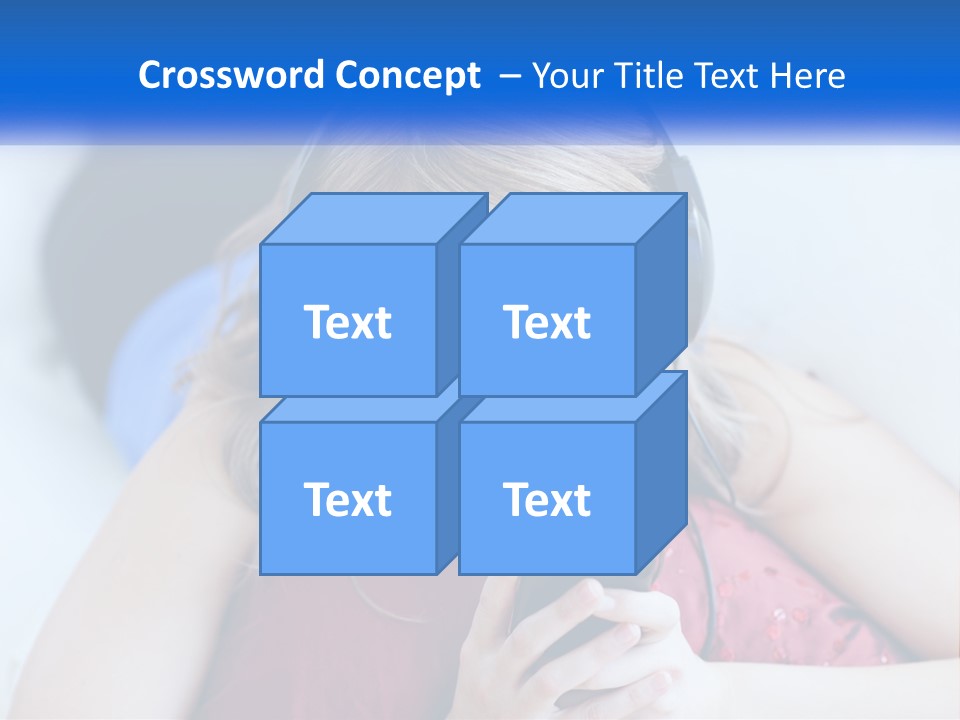 A Woman Wearing Headphones Is Looking At Her Cell Phone PowerPoint Template