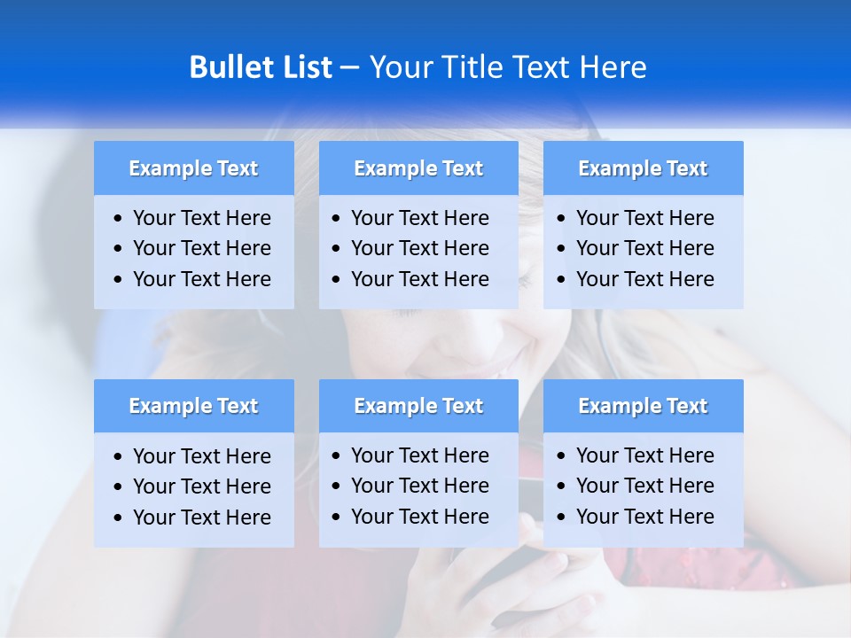 A Woman Wearing Headphones Is Looking At Her Cell Phone PowerPoint Template