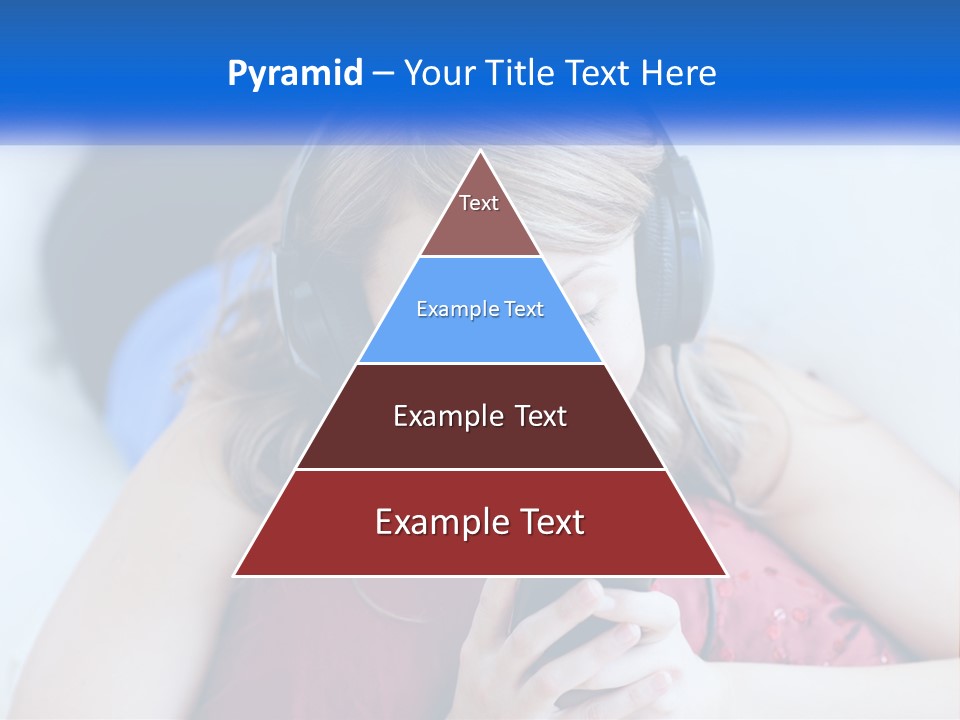 A Woman Wearing Headphones Is Looking At Her Cell Phone PowerPoint Template