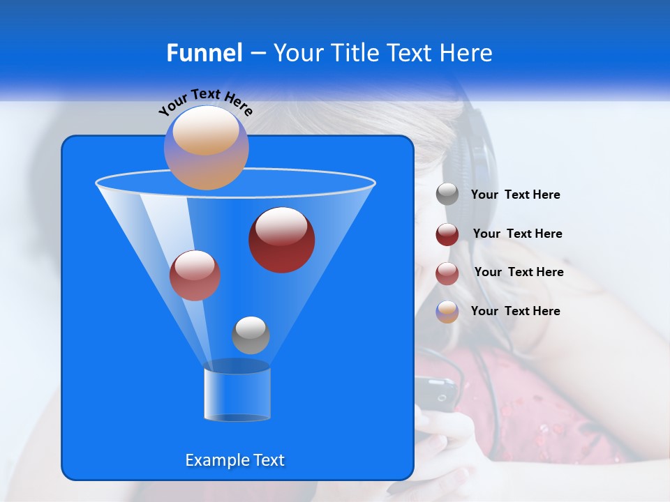 A Woman Wearing Headphones Is Looking At Her Cell Phone PowerPoint Template