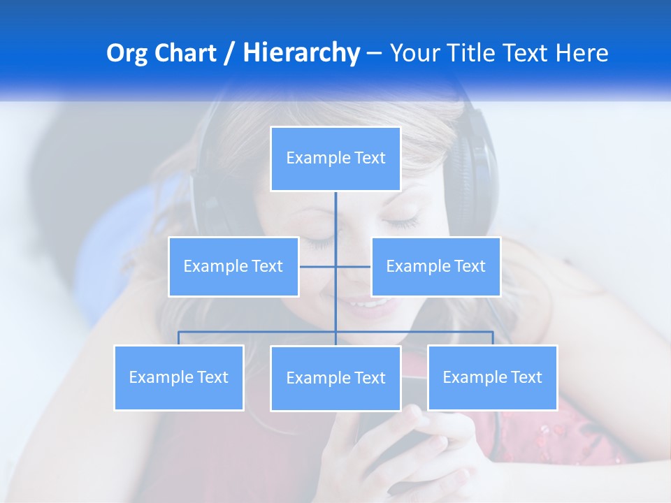 A Woman Wearing Headphones Is Looking At Her Cell Phone PowerPoint Template