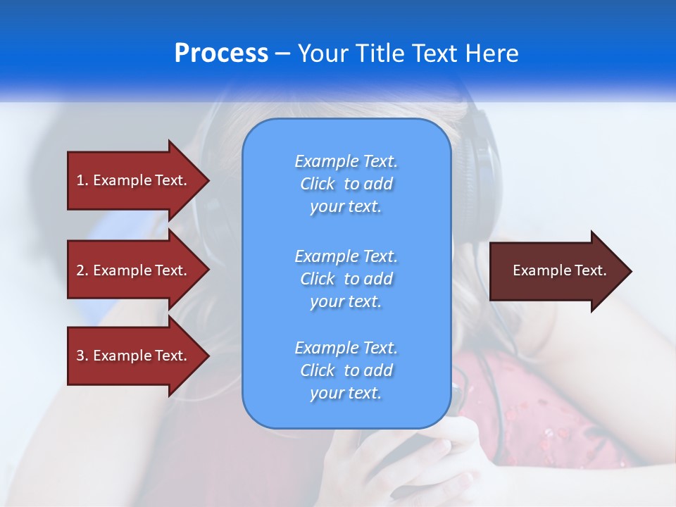 A Woman Wearing Headphones Is Looking At Her Cell Phone PowerPoint Template