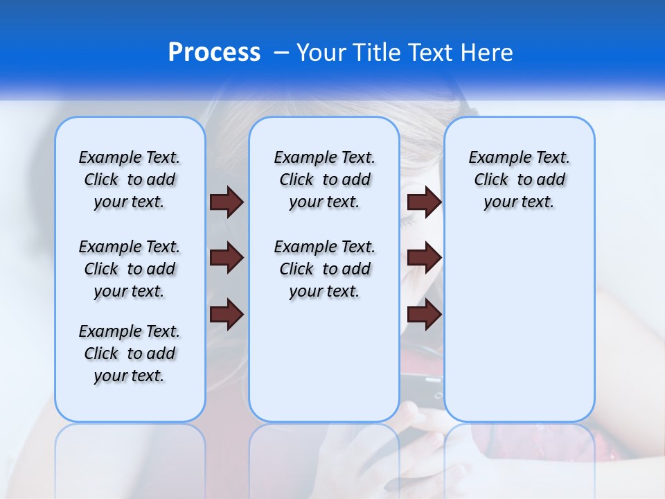 A Woman Wearing Headphones Is Looking At Her Cell Phone PowerPoint Template