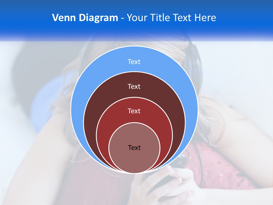 A Woman Wearing Headphones Is Looking At Her Cell Phone PowerPoint Template