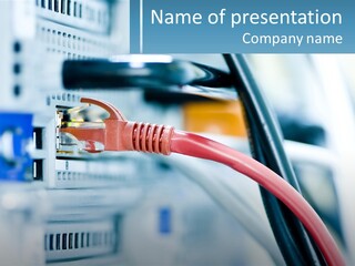 A Close Up Of A Power Strip With Wires PowerPoint Template