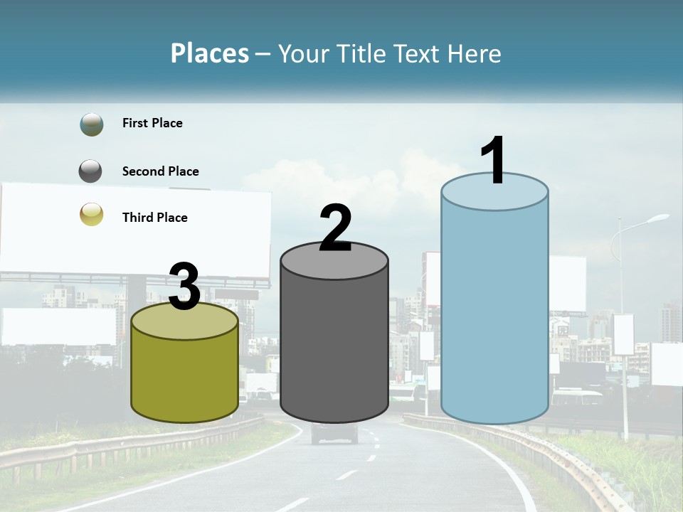 A Road With Billboards On Both Sides Of It PowerPoint Template