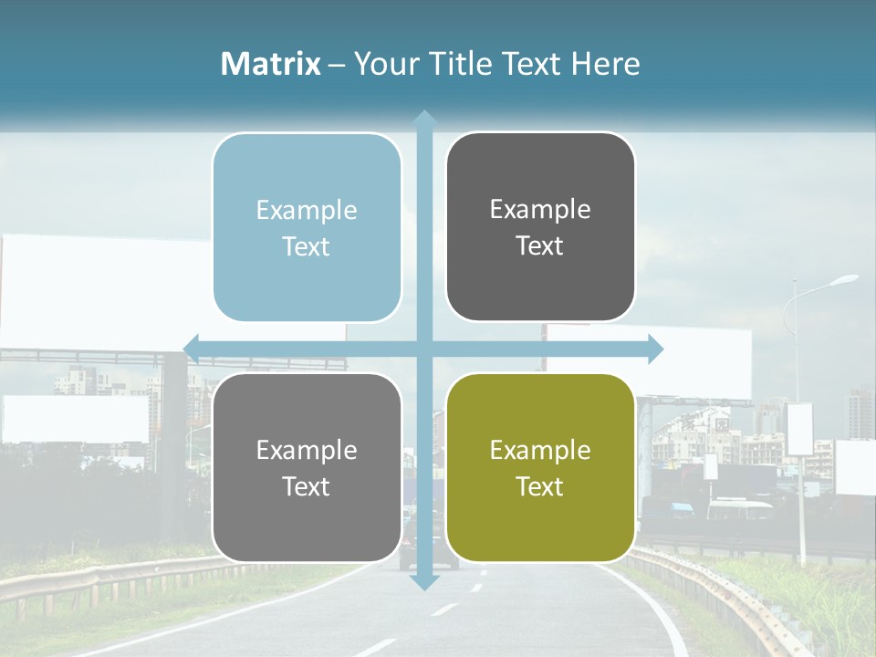 A Road With Billboards On Both Sides Of It PowerPoint Template
