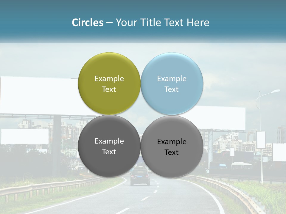 A Road With Billboards On Both Sides Of It PowerPoint Template