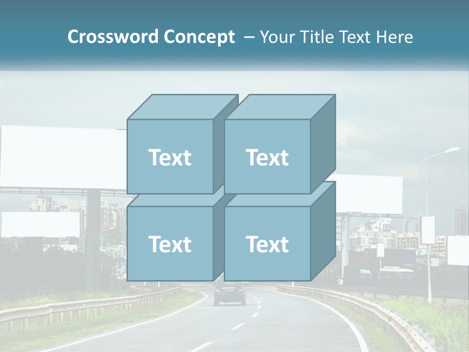 A Road With Billboards On Both Sides Of It PowerPoint Template