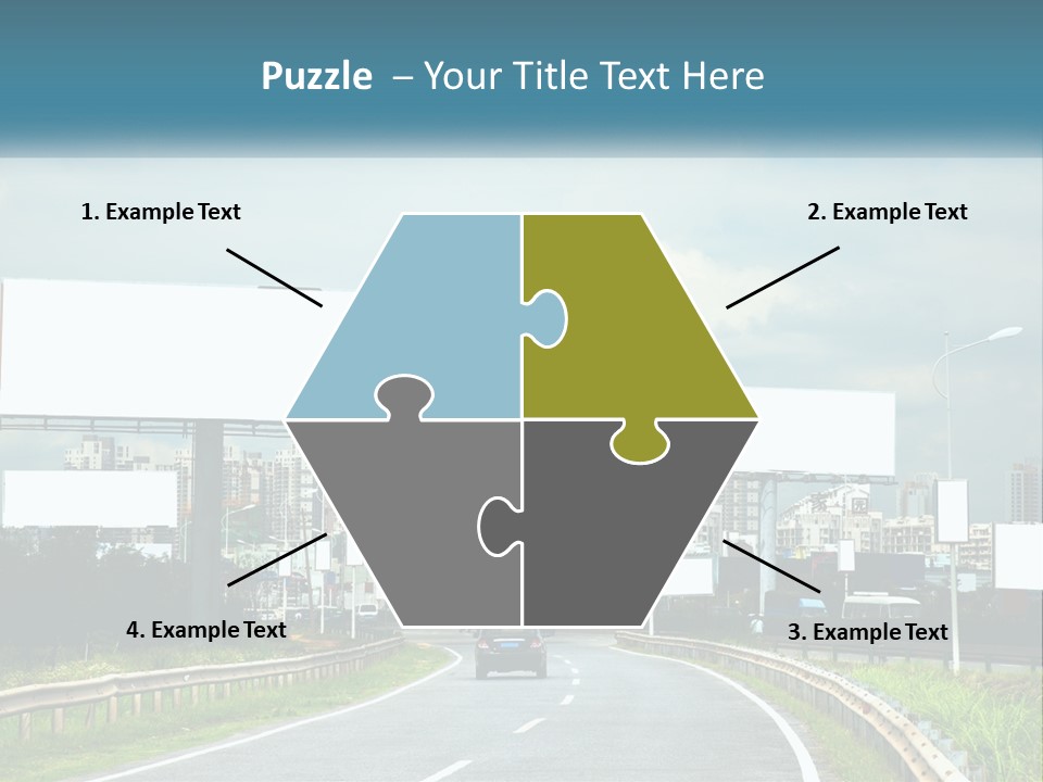 A Road With Billboards On Both Sides Of It PowerPoint Template