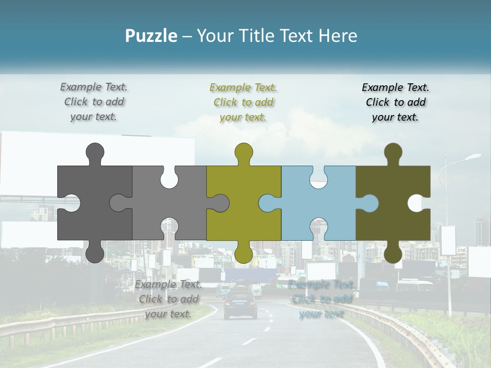 A Road With Billboards On Both Sides Of It PowerPoint Template