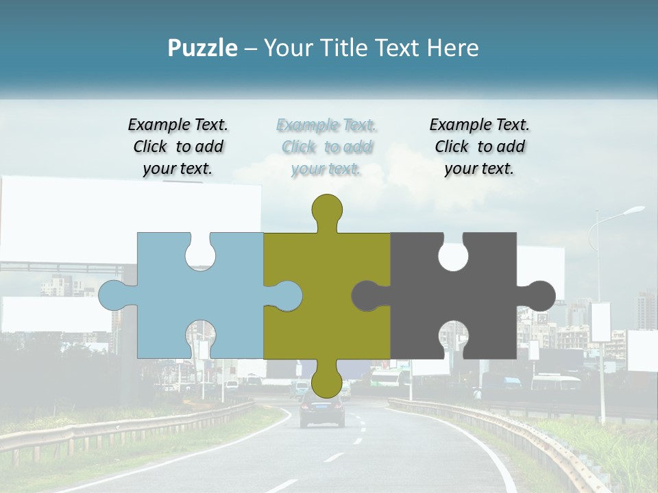 A Road With Billboards On Both Sides Of It PowerPoint Template