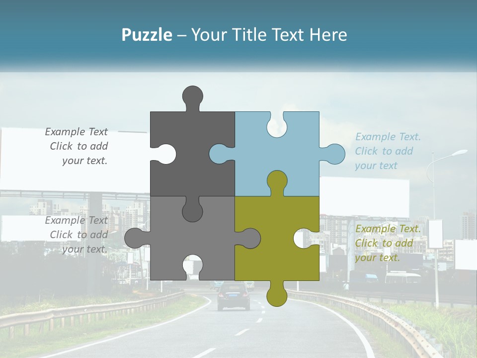 A Road With Billboards On Both Sides Of It PowerPoint Template