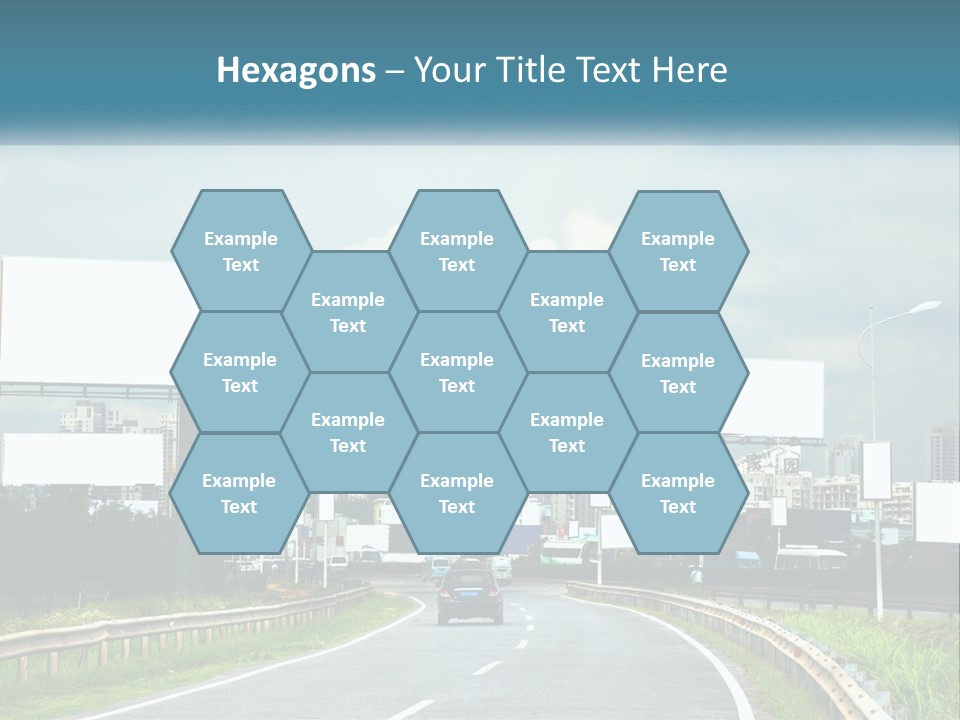 A Road With Billboards On Both Sides Of It PowerPoint Template