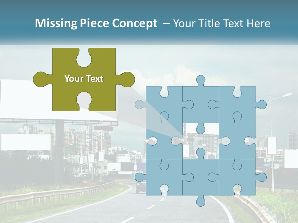 A Road With Billboards On Both Sides Of It PowerPoint Template