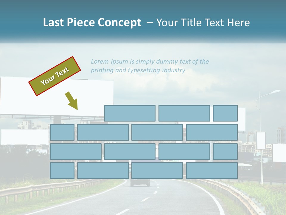 A Road With Billboards On Both Sides Of It PowerPoint Template