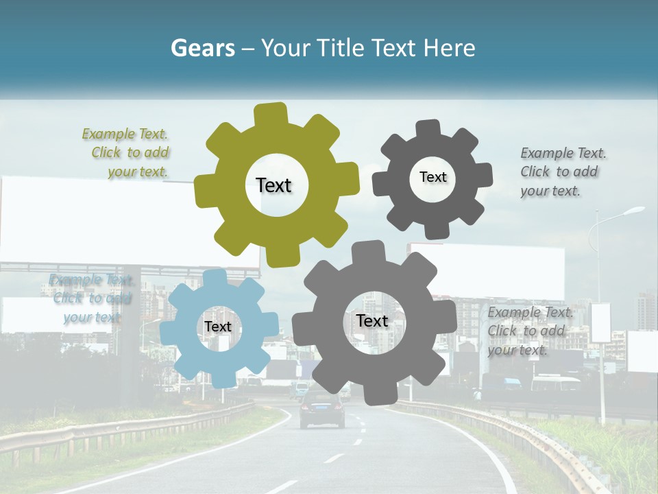 A Road With Billboards On Both Sides Of It PowerPoint Template