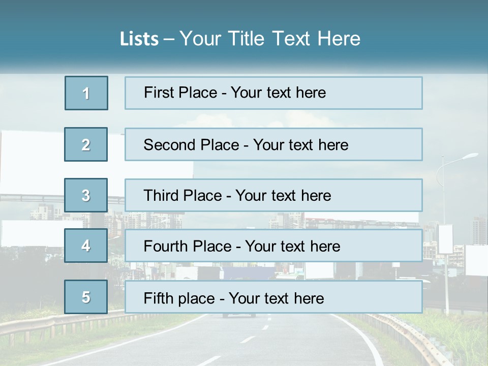 A Road With Billboards On Both Sides Of It PowerPoint Template