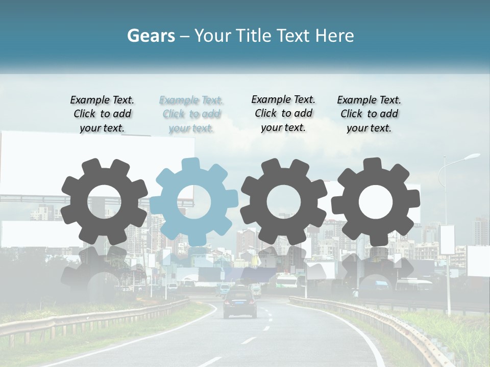 A Road With Billboards On Both Sides Of It PowerPoint Template