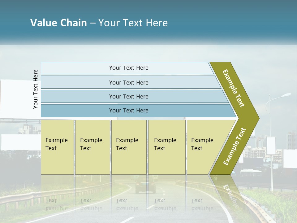 A Road With Billboards On Both Sides Of It PowerPoint Template