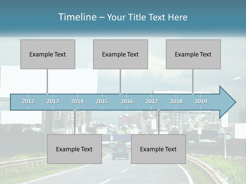 A Road With Billboards On Both Sides Of It PowerPoint Template