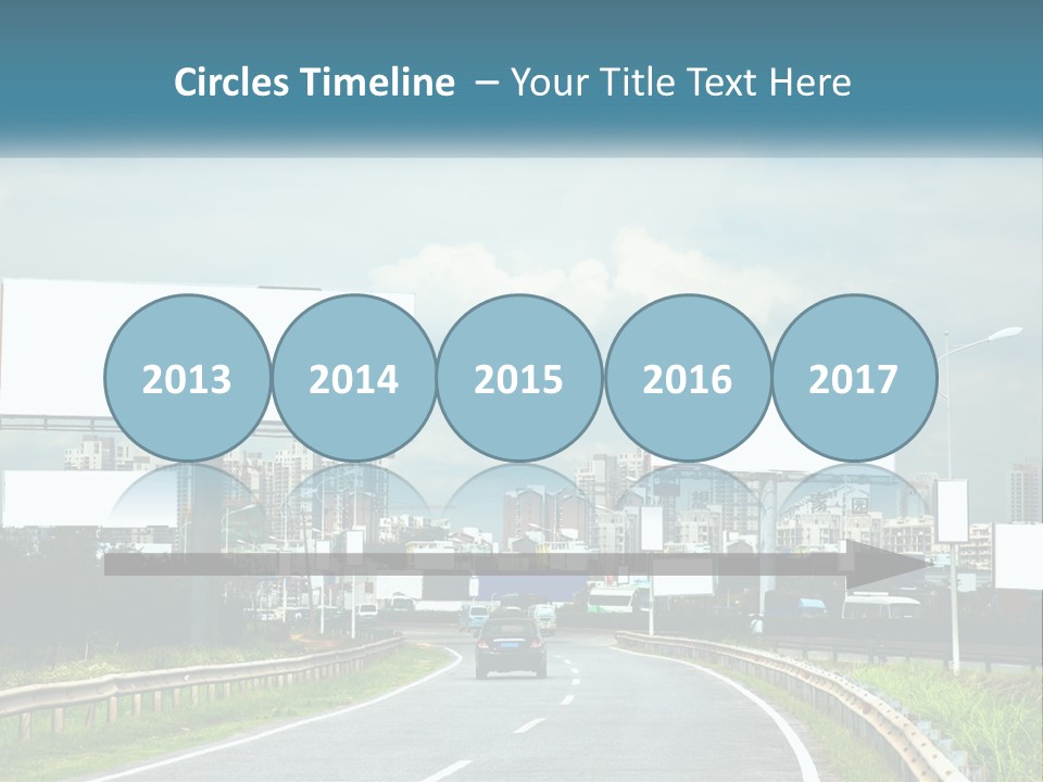 A Road With Billboards On Both Sides Of It PowerPoint Template