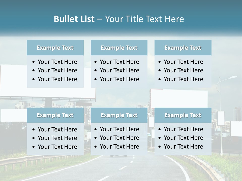 A Road With Billboards On Both Sides Of It PowerPoint Template