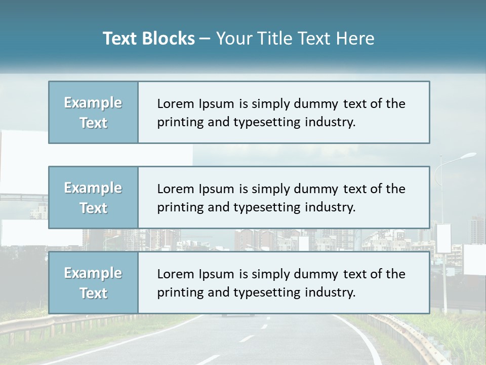 A Road With Billboards On Both Sides Of It PowerPoint Template