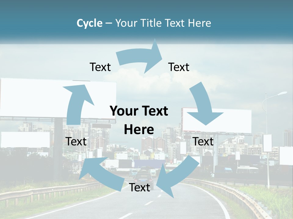 A Road With Billboards On Both Sides Of It PowerPoint Template