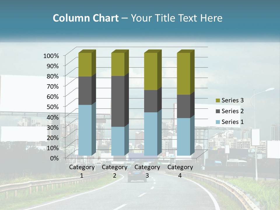 A Road With Billboards On Both Sides Of It PowerPoint Template