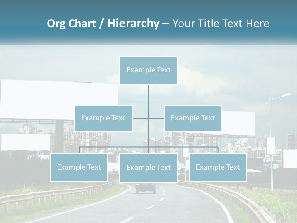 A Road With Billboards On Both Sides Of It PowerPoint Template