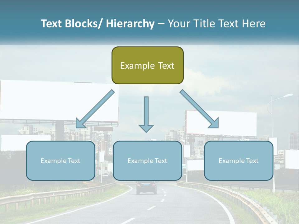 A Road With Billboards On Both Sides Of It PowerPoint Template