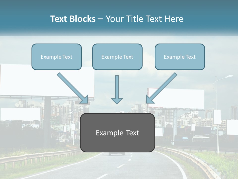 A Road With Billboards On Both Sides Of It PowerPoint Template