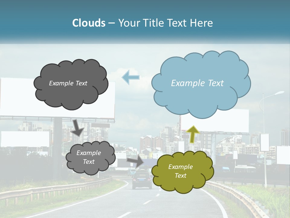 A Road With Billboards On Both Sides Of It PowerPoint Template