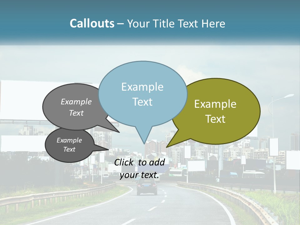 A Road With Billboards On Both Sides Of It PowerPoint Template