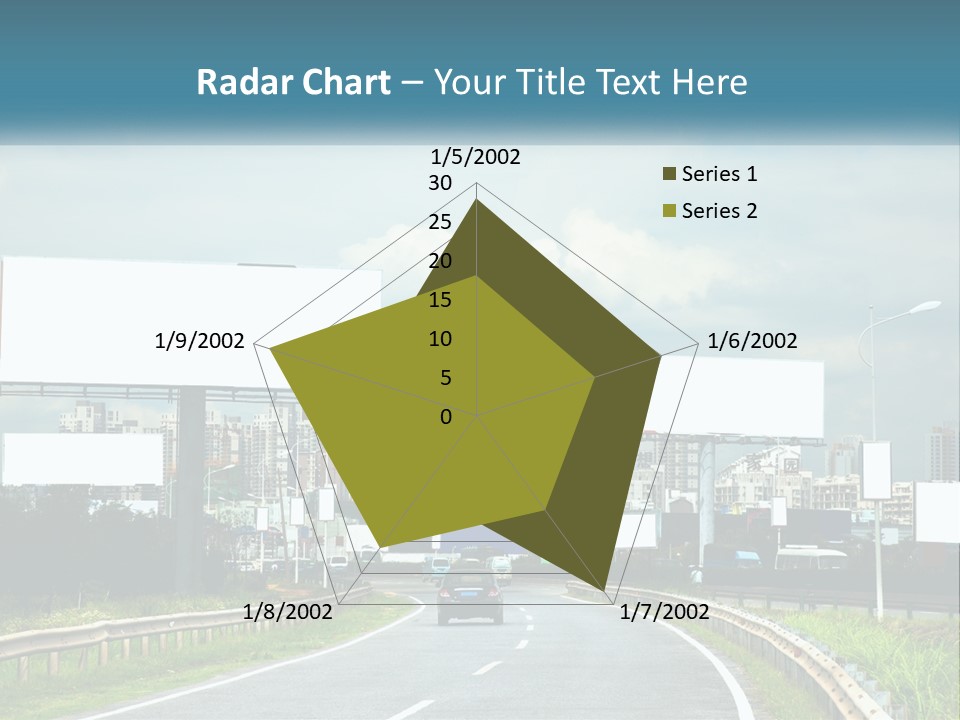 A Road With Billboards On Both Sides Of It PowerPoint Template