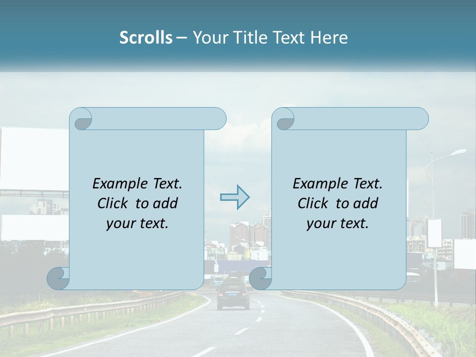 A Road With Billboards On Both Sides Of It PowerPoint Template